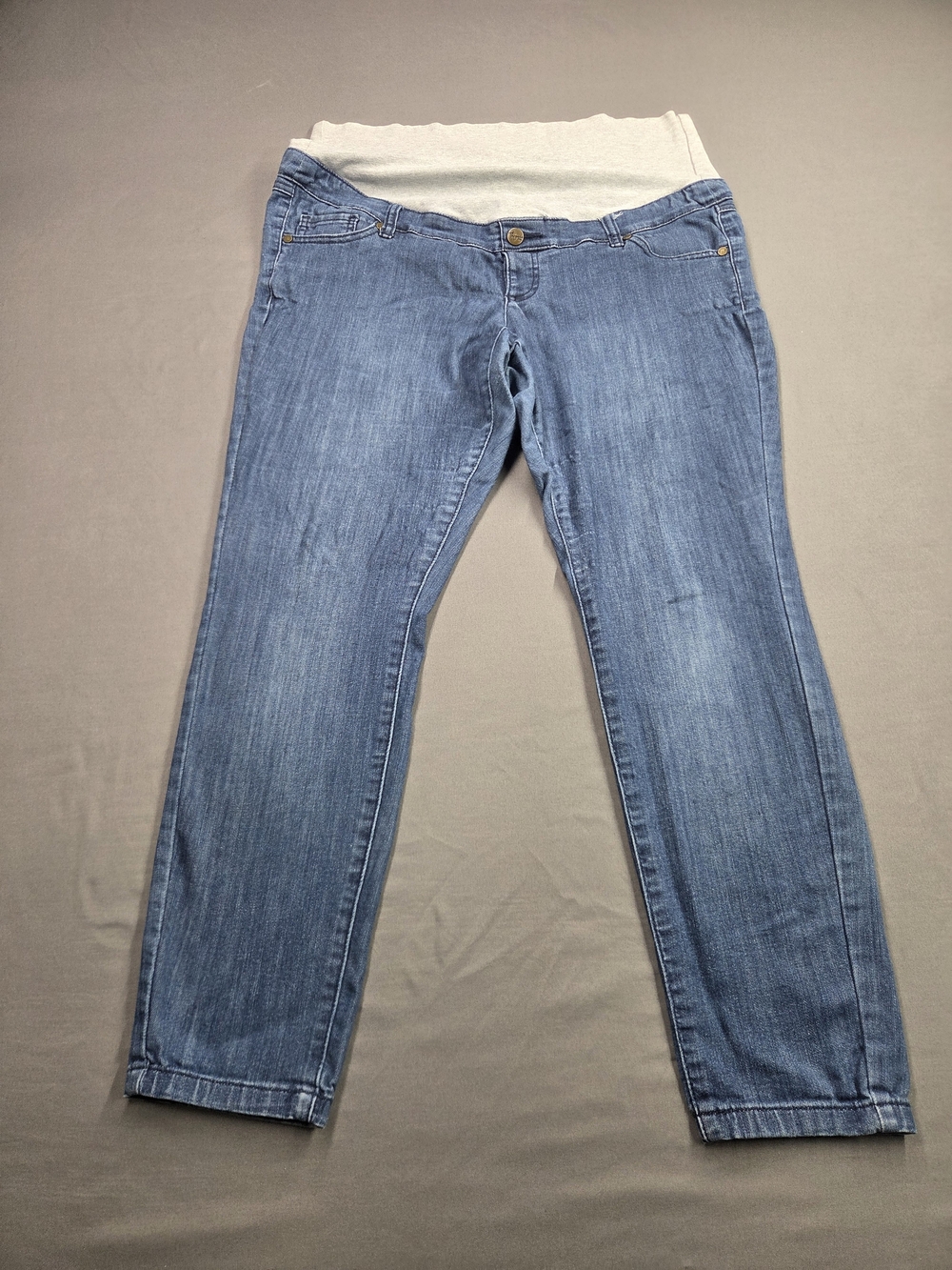 Thyme Maternity Blue Denim Jeans Full Panel Over the Bump Women's Size XL